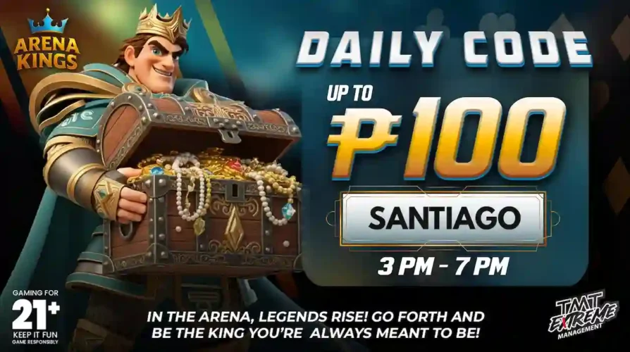Daily Code Up To ₱100 from Santiago at Arena Kings - Casino Games