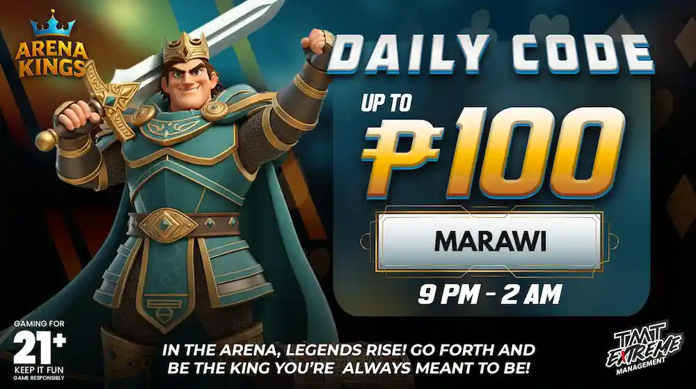 Daily Code Up To ₱100 in Marawi at Arena Kings - How to Login