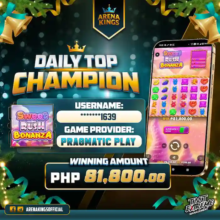 Daily Top Champion Sweet Rush Bonanza by Pragmatic Play at Arena Kings. Play Now and Claim Your Throne! - Updates