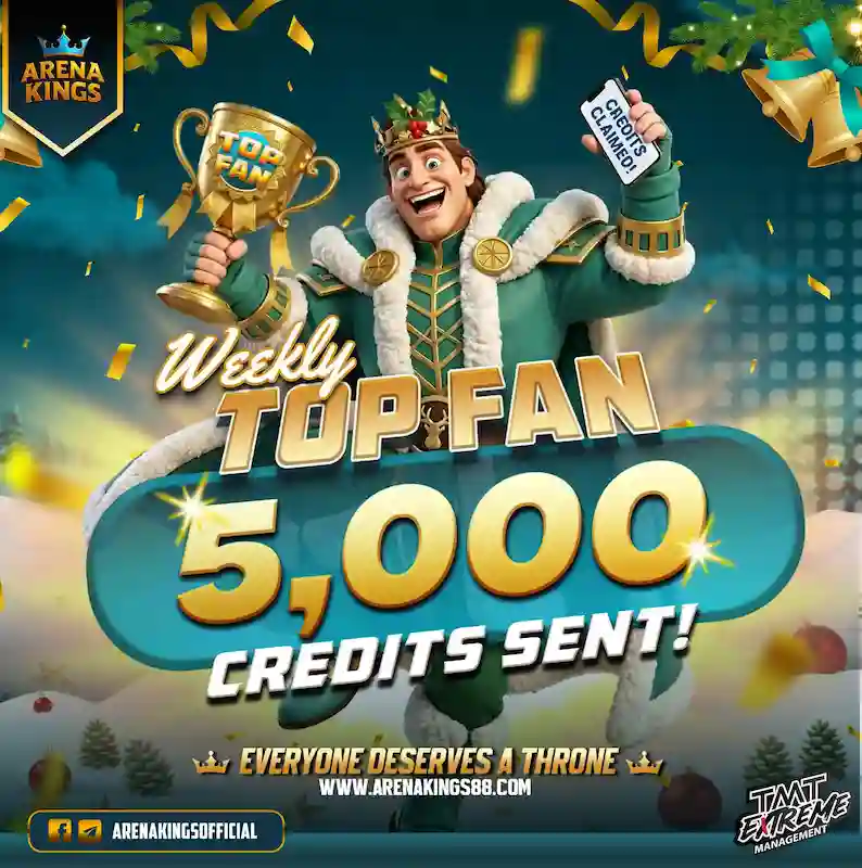 Congratulations sa ating Weekly Top 10 Fan! Enjoy your 5,000 credits worth of credits here at Arena Kings! - About Us