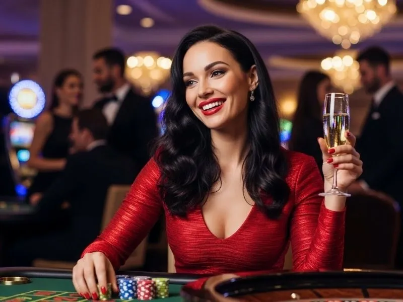 Lady enjoying a roulette game happily at Ace PH Casino