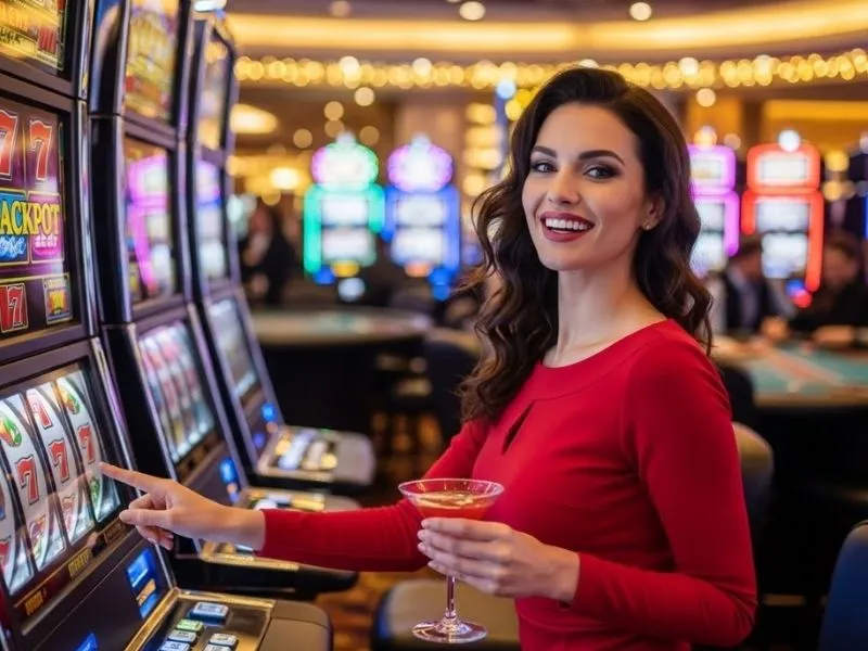 Excited player celebrating a big slot win after using Royal Ace Casino login