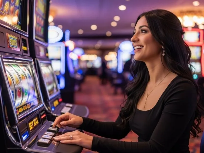 Happy guest enjoying slot games after a successful smart789 casino login