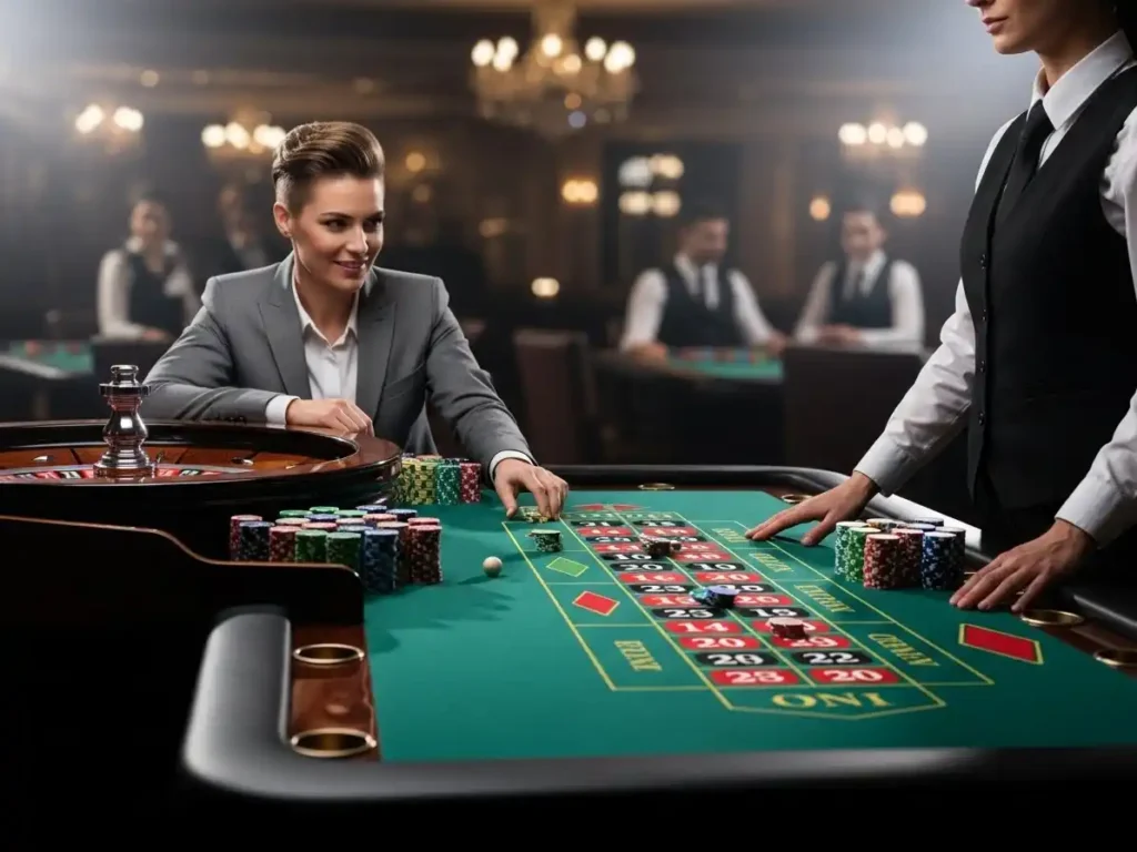 Excited player anticipating the result of a roulette spin at playworld casino.